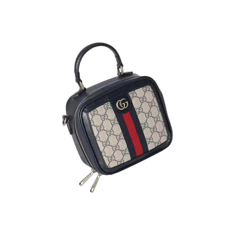 GUCCI Ophidia Canvas With Leather Shoulder Bag, Crossbody Bag, Handbag Mini Women's Beige & Blue-4