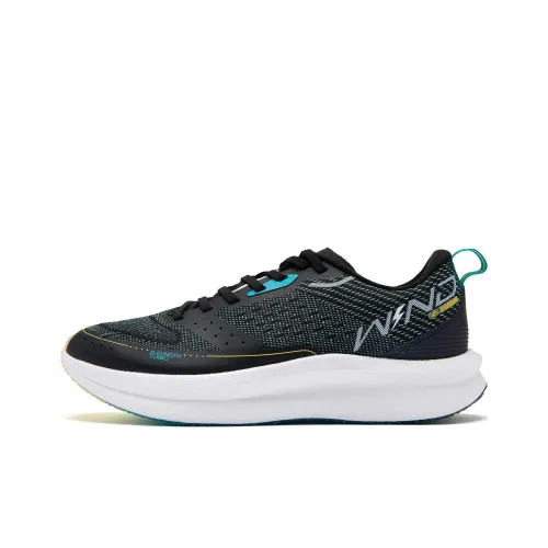 QIAODAN Strong Winds SE Cushioning Wear Resistant Low Top Running Shoes Women's Black Cyan