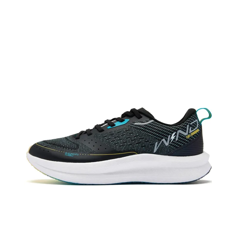 QIAODAN Strong Winds SE Cushioning Wear Resistant Low Top Running Shoes Women's Black Cyan-0