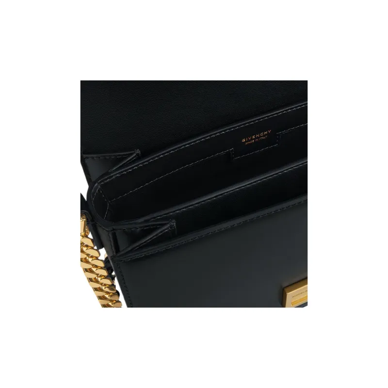 Givenchy Embroidery Canvas With Calfskin Shoulder Bag, Crossbody Bag, Handbag Medium Size Women's Black-3