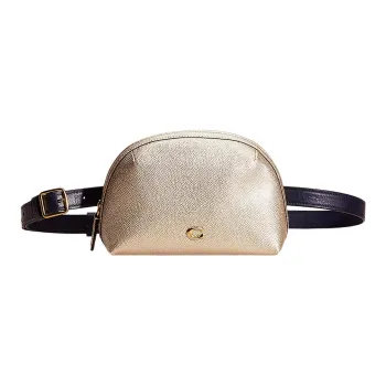 COACH Julienne Cross-Stitch Leather Storage Bag Fanny Pack Small Size Women's Gold