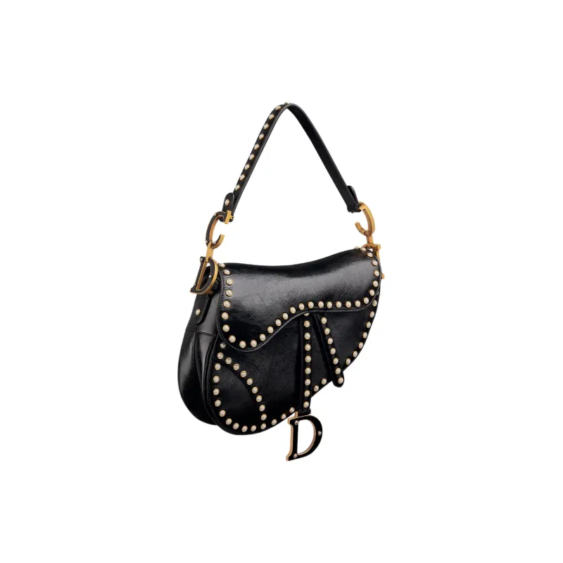 DIOR Saddle Lambskin Saddle Bags One Shoulder Handbags Regular Women's Black-2