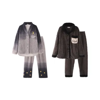 Chun Xi Pajama Set Unisex Purple Gray Dark Brown
