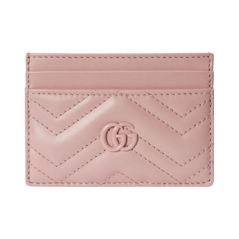 GUCCI GG Marmont Leather Card Holder Women's Light Pink-0