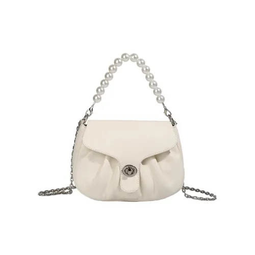 NOMK PU Cloud Bag, Elegant Evening Clutch, Shoulder Bag, Crossbody Bag, Handbag Women's Ivory