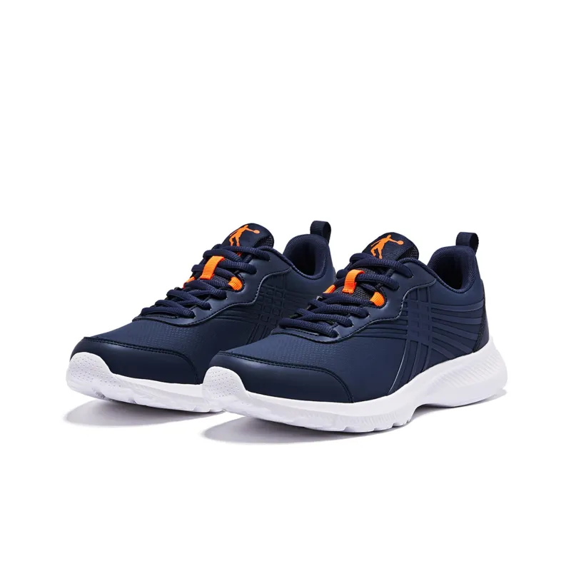 QIAODAN Running Shoes Men Low Top Dark Navy Blue Bright Orange-2