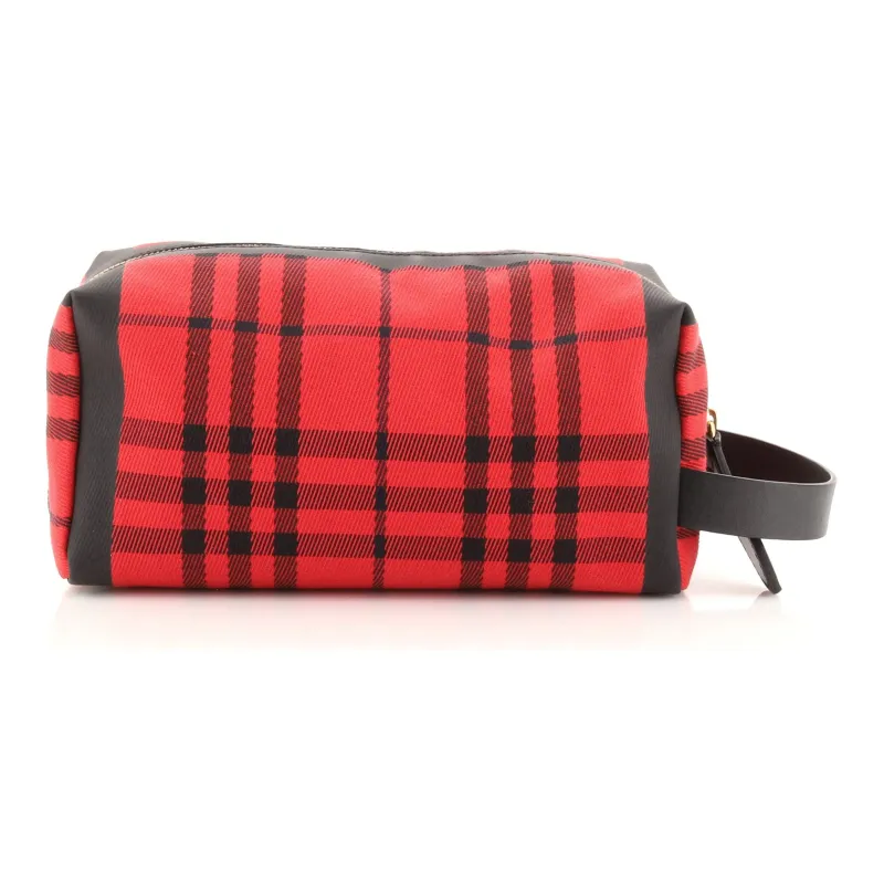 Burberry Canvas Canvas Bag Clutch Makeup Bag Women's Red-2