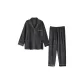 Thin Pleated Dark Gray Men's Coral Fleece Clothing Set