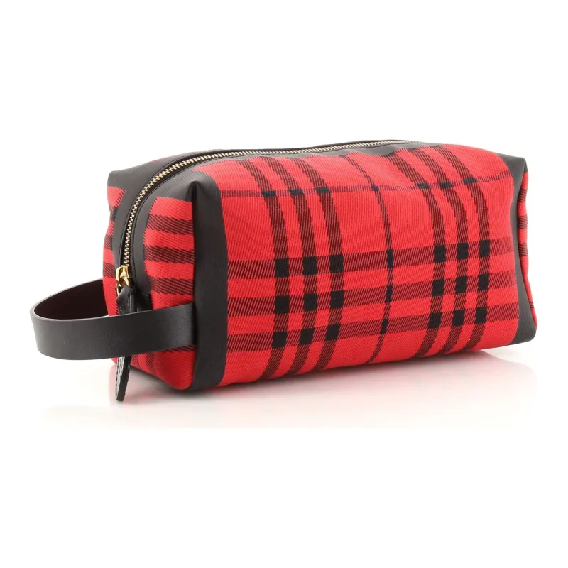 Burberry Canvas Canvas Bag Clutch Makeup Bag Women's Red-1