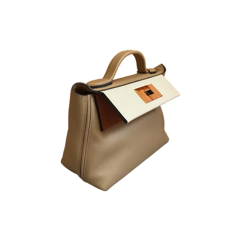 HERMES 24/24 Evercolor Leather Shoulder Bag Crossbody Bag Handbag Mini Women's Tea Brown Multicolor NATA-3