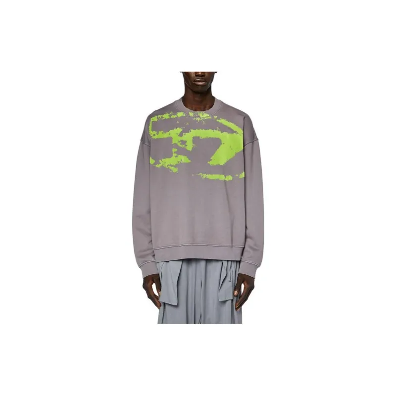 DIESEL S Boxt N5 Distressed Flocked Logo Sweatshirt-2