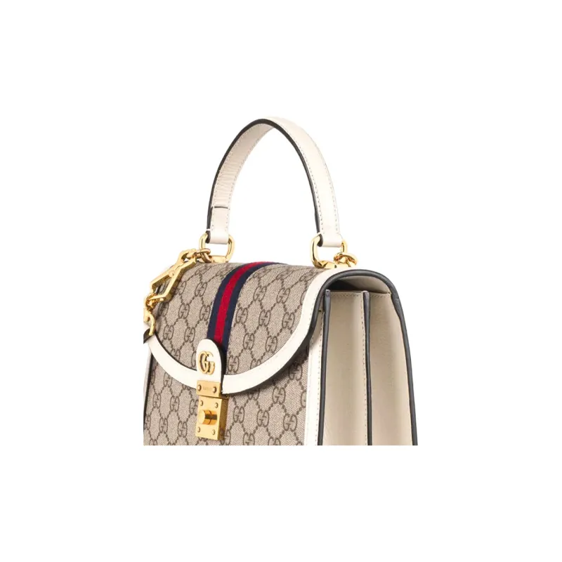 GUCCI Ophidia Canvas With Leather Trim Canvas Bag, Shoulder Bag, Crossbody Bag, Handbag Trumpets Women's Ebony/White-7