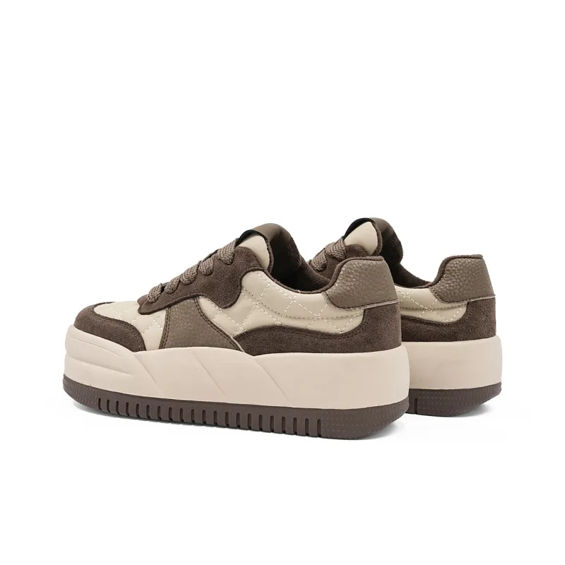 EBLAN Low Top Skateboard Shoes Women's Beige Coffee-2