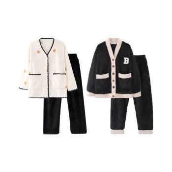 Chun Xi Pajama Set Unisex White Dot Mysterious Black