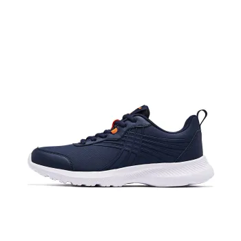 QIAODAN Running Shoes Men Low Top Deep Navy Blue Bright Orange