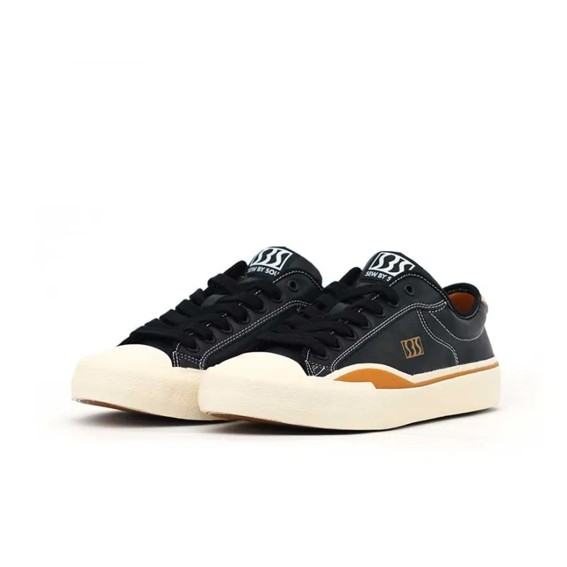 SEW BY SOU Height Increasing Wear Resistant Slip Resistant Low Top Canvas Shoes Unisex Black-2