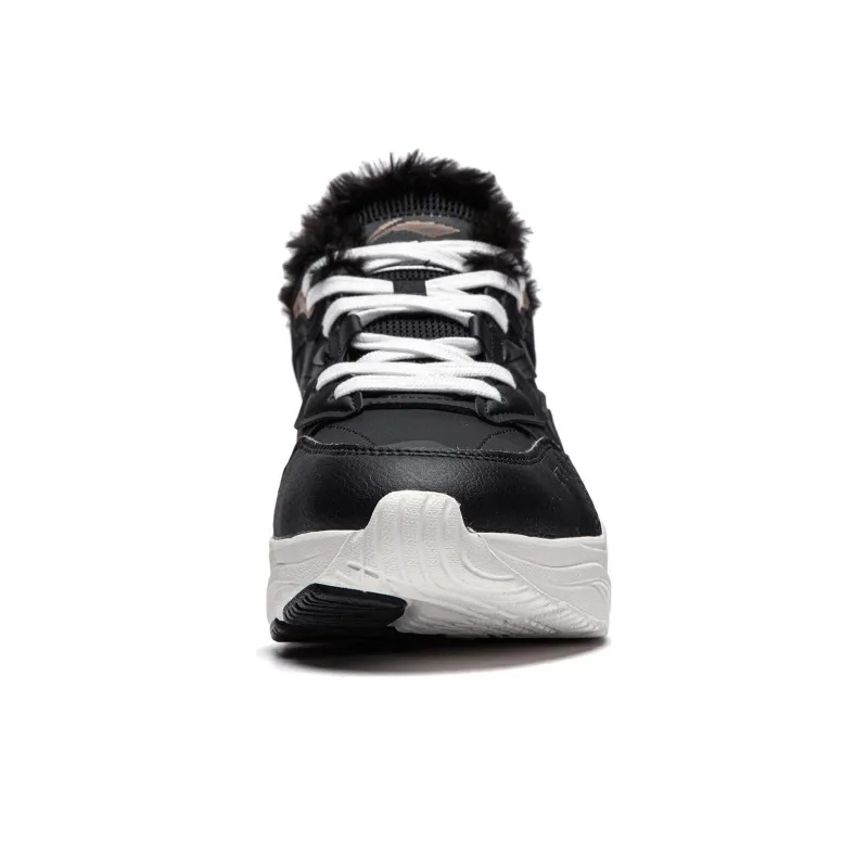 LiNing Defender Warm Mid Top Running Shoes Women's Black White-4