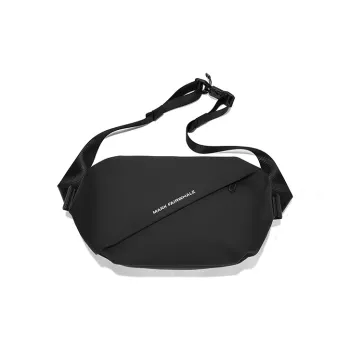 FAIRWHALE PU Shoulder Bag Crossbody Bag Fanny Pack Sling Bag Large Size Men's Black/Ecru