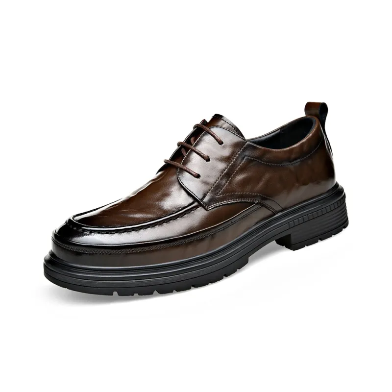 Romon Dress Shoes Men Low Top Black Brown-2