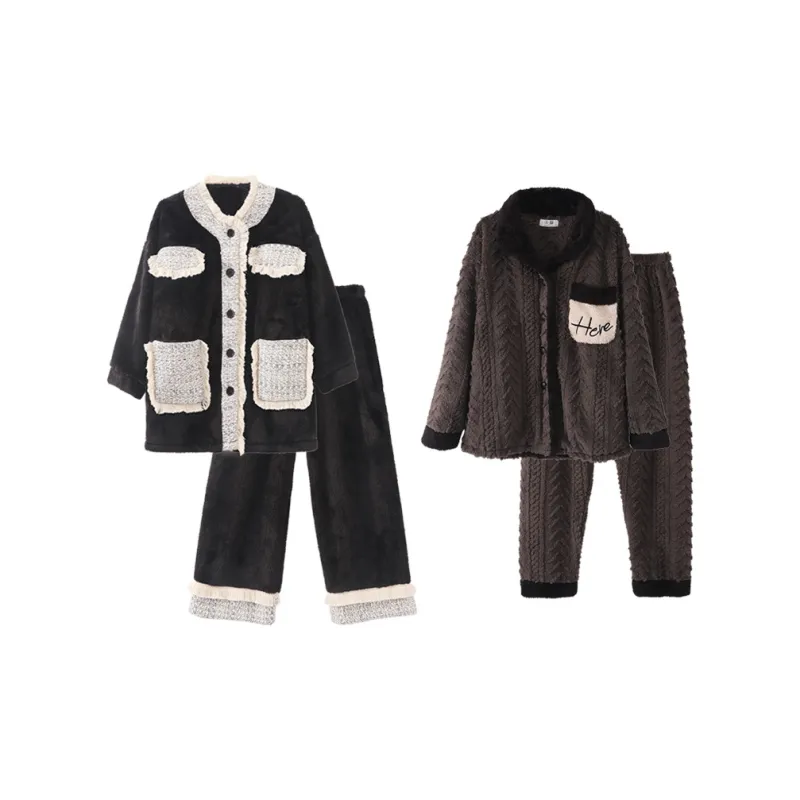 Chun Xi Pajama Set Unisex Black With Dark Brown Trim-0