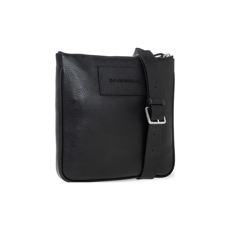 EMPORIO ARMANI Cow Leather Messenger Bag, Shoulder Bag, Crossbody Bag Men's Black-1