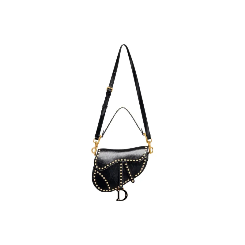 DIOR Saddle Lambskin Saddle Bags One Shoulder Handbags Regular Women's Black-1