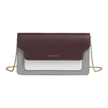 MARNI Calfskin Wallet Women's Cloudy Robin Brown & Gray & White