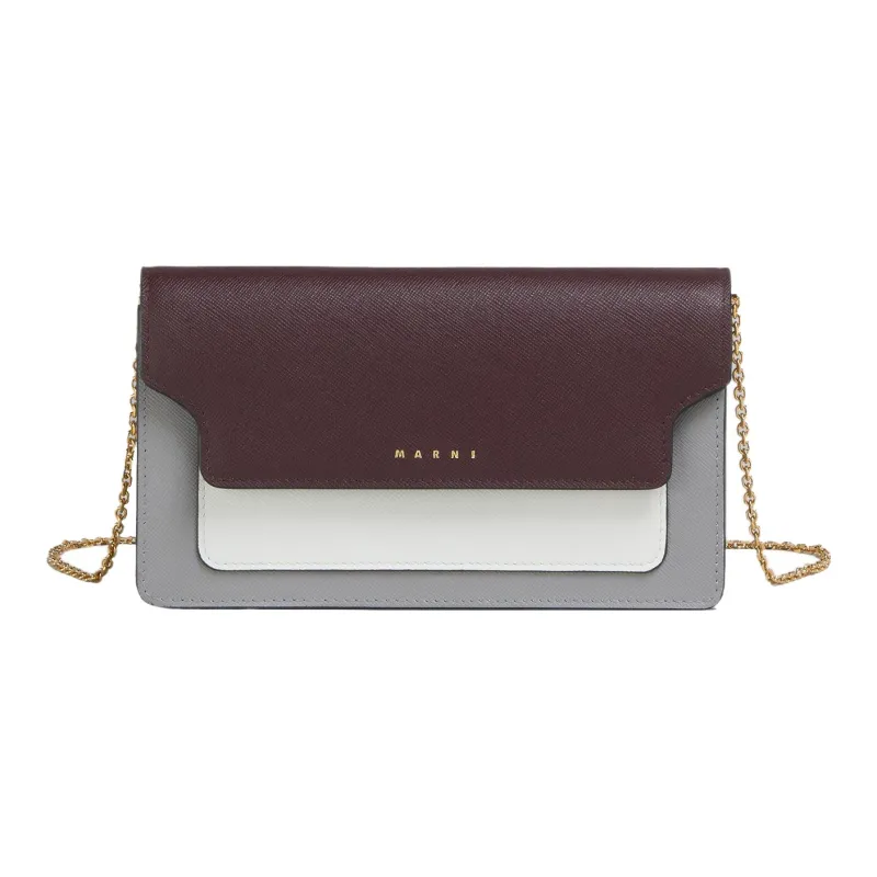 MARNI Calfskin Wallet Women's Cloudy Robin Brown & Gray & White-0