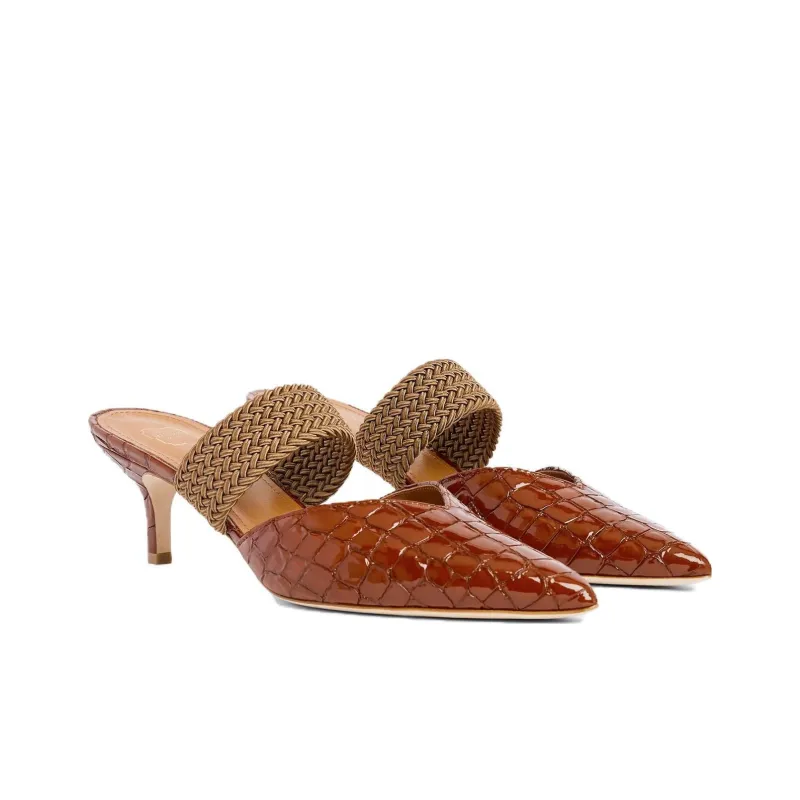 Malone Souliers Masie 45mm Embossed-effect Patent Mules-2
