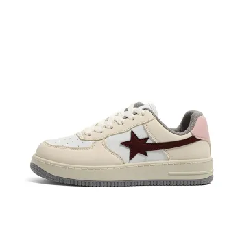 HUANQIU Anti Slip And Wear Resistant Lightweight Height Increasing Low Top Skateboard Shoes Women's Ecru