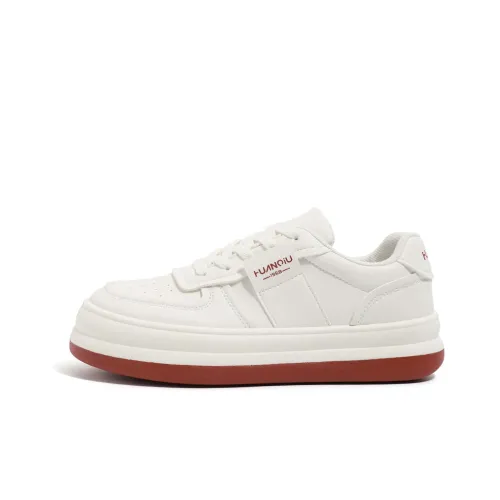 HUANQIU Skateboard Shoes Women's Low-Top Beige/Red