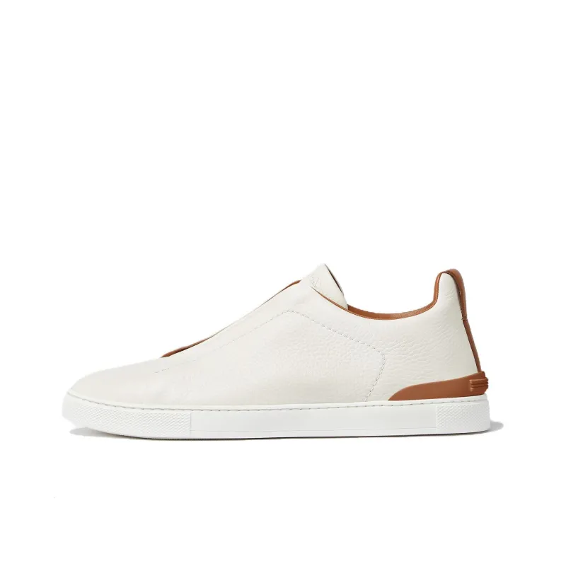 Zegna Deerskin Triple Stitch Off White/Brown-0