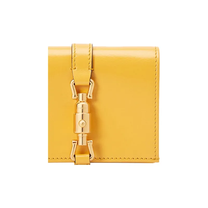 GUCCI Jackie 1961 Leather Clutch Wallet, Card Holder Small Size Women's Yellow-4