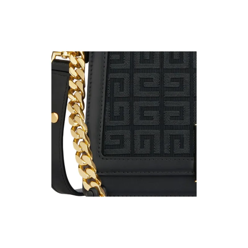 Givenchy Embroidery Canvas With Calfskin Shoulder Bag, Crossbody Bag, Handbag Medium Size Women's Black-4