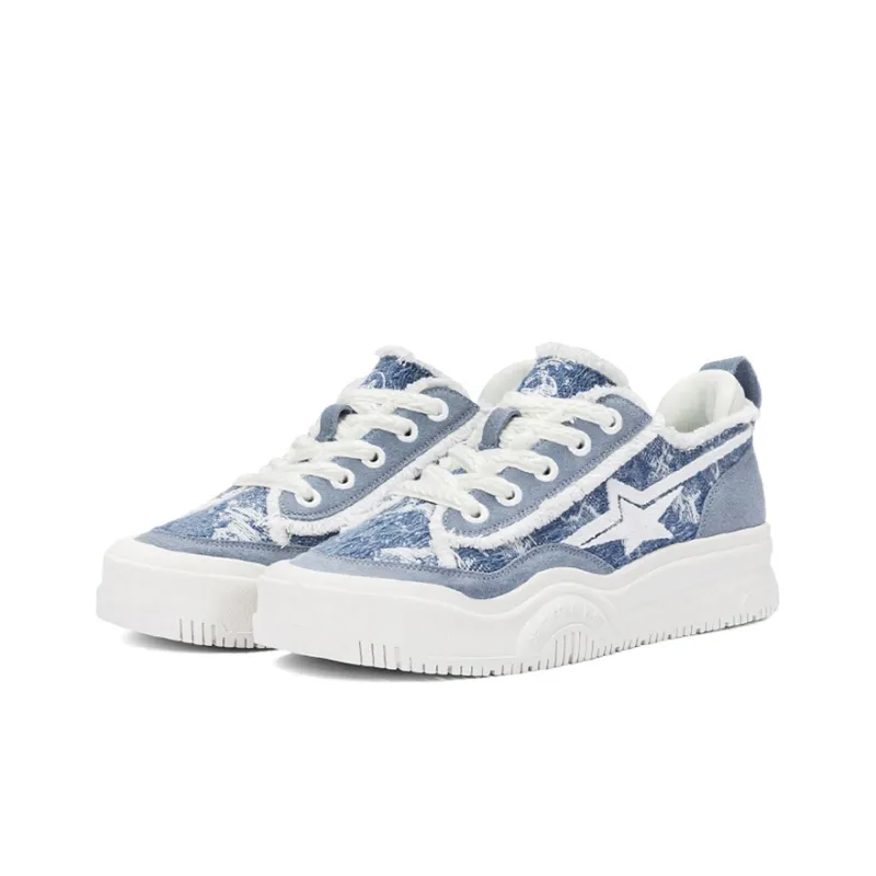 PENTAGONAL HEART Satoshi Star Series Wear-Resistant Low-Top Canvas Shoes Unisex Light Blue-1