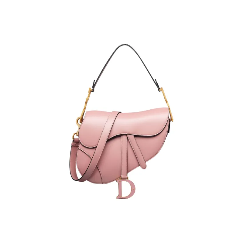 DIOR Smooth Calf Leather Saddle Bag, Shoulder Bag, Crossbody Bag, Handbag Women's Vintage Pink-0