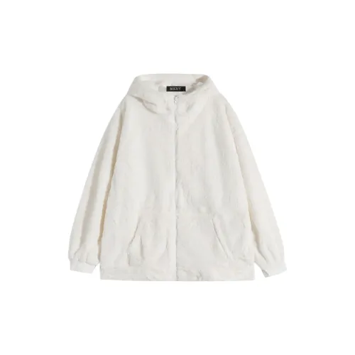 MKBY Velvet Jackets Women's White Fleece-Lined