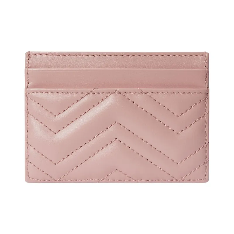 GUCCI GG Marmont Leather Card Holder Women's Light Pink-2