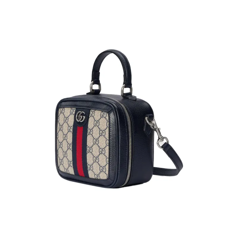 GUCCI Ophidia Canvas With Leather Shoulder Bag, Crossbody Bag, Handbag Mini Women's Beige & Blue-1