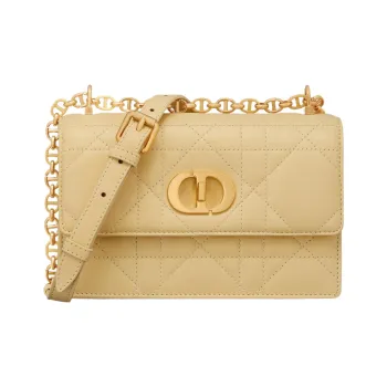 DIOR Caro Sheepskin Small Square Bag, Crossbody Bag, Shoulder Bag Women's Light Yellow