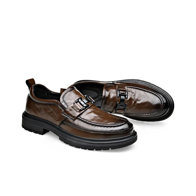 Romon Loafers Men Black Brown-4