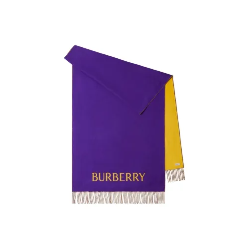 Burberry Logo Embroidered Fringed Edge Scarf
