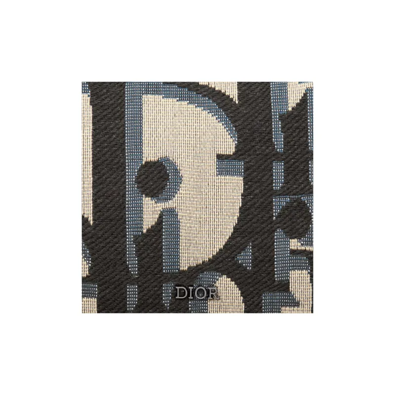 DIOR Extra Large Oblique Print Jacquard Woven Fabric Toiletry Bag Regular Men's Beige & Black-4