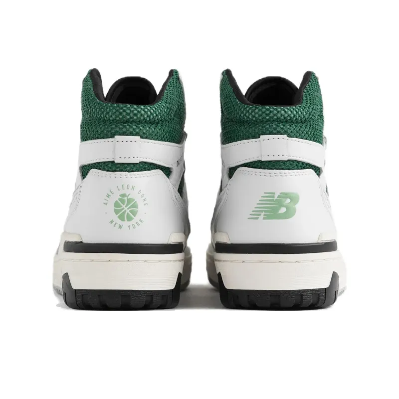AIME LEON DORE x New Balance NB 650 Slip Resistant Mid Top Vintage Basketball Shoes Unisex White Green-3