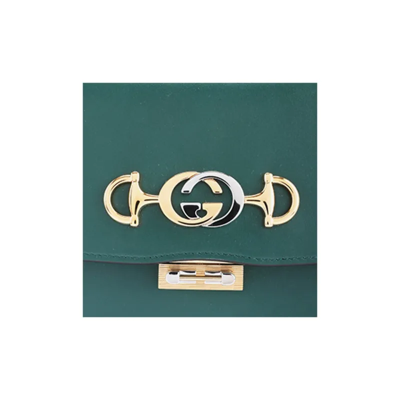 GUCCI Zumi Smooth Leather Crossbody Bag Shoulder Bag Women's Green-5