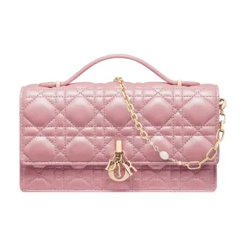 DIOR Sheepskin Shoulder Bag, Crossbody Bag Mini Women's Peach Pink