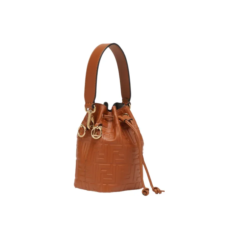 FENDI Mon Tresor Leather Bucket Bags Shoulder Bag Crossbody Bag Handbag Mini Women's Brown-1