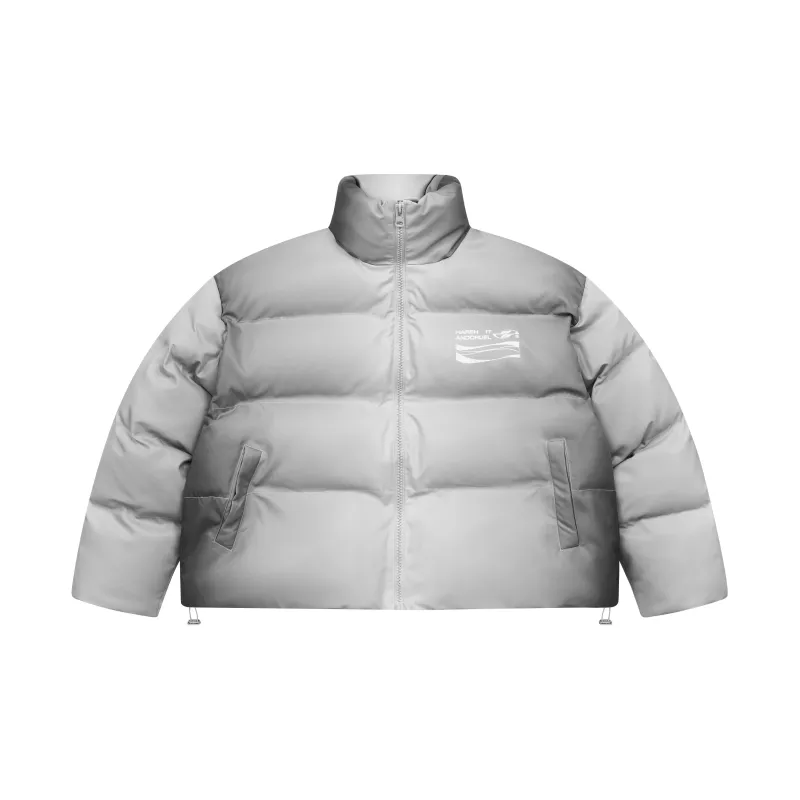 HARSH AND CRUEL Puffer Jacket Unisex Gray-1