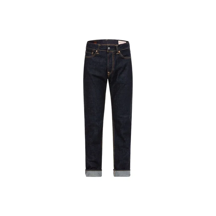 EVISU AW23 DOUBLE DAICOCK PRINT CARROT FIT SELVEDGE DENIM JEANS Denim Blue-1
