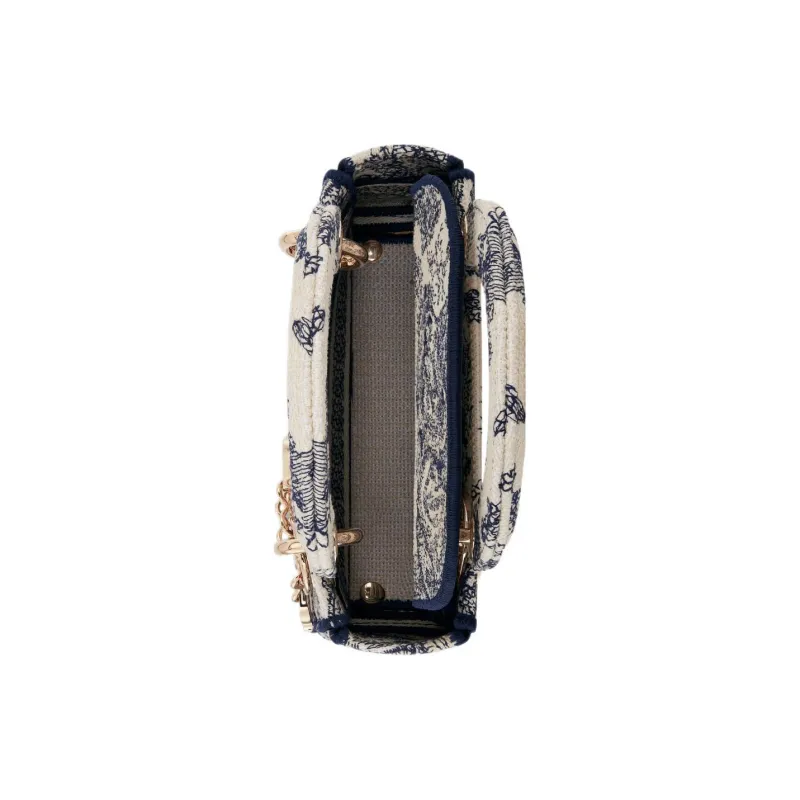 DIOR Lady D-Lite Ruiyi Print Embroidery Dior Bag Shoulder Bag Crossbody Bag Handbag Mini Women's White & Navy-3